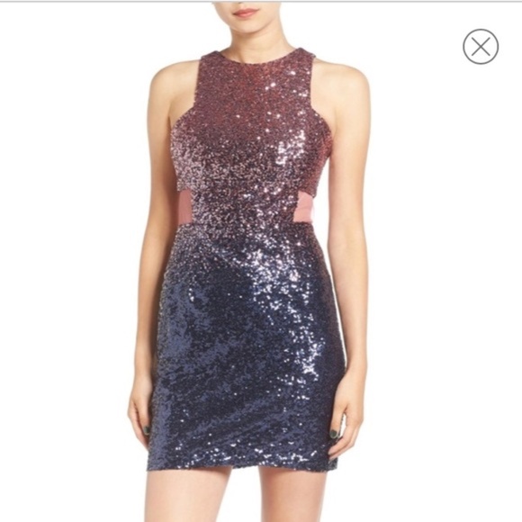 Dear Moon Ombre Pink and Navy Sequin Mini Dress - Size 3 - Picture 6 of 9